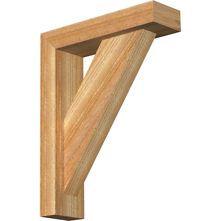 Ekena Millwork Traditional Block Rough Sawn Bracket w/ Offset Brace, Western Red Cedar, 4"W x 14"D x 18"H BKT0402X14X18TRA05RWR